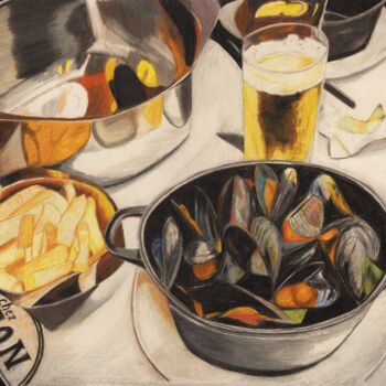 Drawing titled "Moules made in Belg…" by Pierre Bayet, Original Artwork, Pencil
