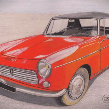 Drawing titled "Peugeot 404 cabriol…" by Pierre Bayet, Original Artwork, Pencil