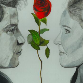 Tekening getiteld "Harmonie rose" door Pierre Bayet, Origineel Kunstwerk, Potlood