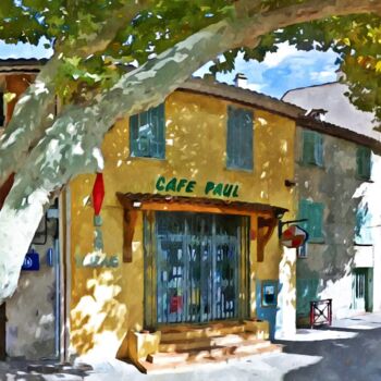 Pintura intitulada "Cafe Paul, Gareoult" por Pierre Brosse, Obras de arte originais