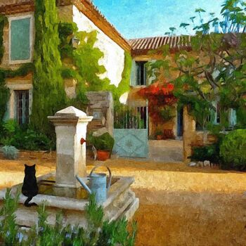 Peinture intitulée "Le chat noir, Grign…" par Pierre Brosse, Œuvre d'art originale