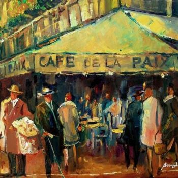 Painting titled "CAFE DE LA PAIX" by Pierre Brunel, Original Artwork