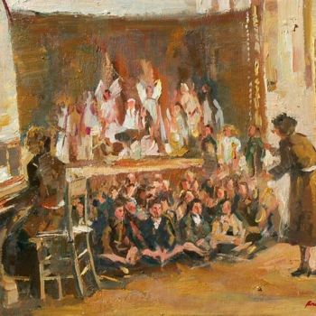 Pintura intitulada "Cours de musique" por Pierre Brunel, Obras de arte originais