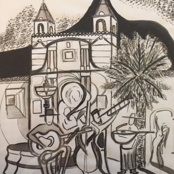 Drawing titled "Quito. Fiestas." by Pierre Carret, Original Artwork, Ink
