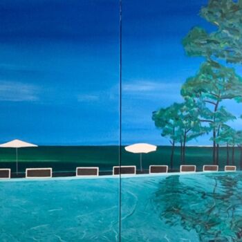 Картина под названием "Swimming pool." - Pierre Carret, Подлинное произведение искусства, Акрил