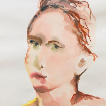 Peinture intitulée "Portrait féminin_1" par Pierre Charpentier, Œuvre d'art originale, Aquarelle