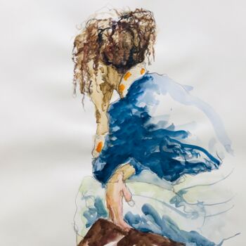Peinture intitulée "Modele vivant_Sarah" par Pierre Charpentier, Œuvre d'art originale, Aquarelle