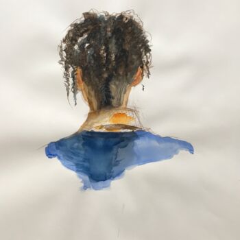 Painting titled "Sarah_nuque" by Pierre Charpentier, Original Artwork, Watercolor