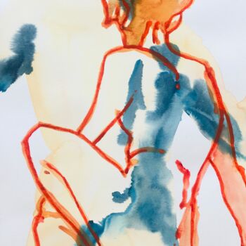 Painting titled "Nu masculin_#8" by Pierre Charpentier, Original Artwork, Watercolor