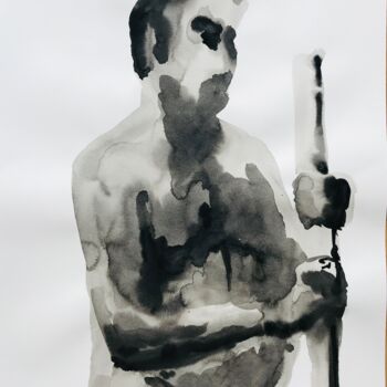 Schilderij getiteld "Nu masculin_#12_Hor…" door Pierre Charpentier, Origineel Kunstwerk, Inkt