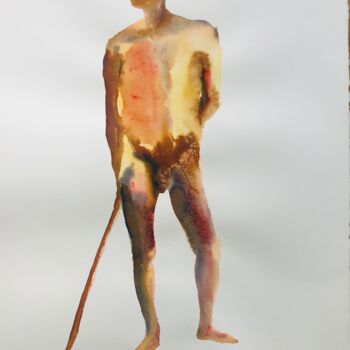 Schilderij getiteld "Nu masculin #13_En…" door Pierre Charpentier, Origineel Kunstwerk, Aquarel