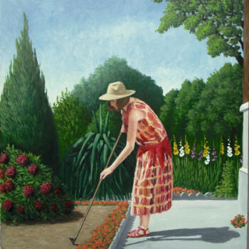 Peinture intitulée "La jardinière" par Pierre Collette, Œuvre d'art originale, Huile