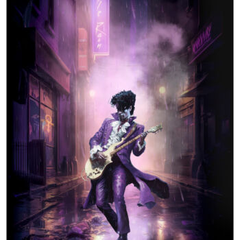 Digital Arts titled "Purple Rain - Prince" by Pierre Duquoc, Original Artwork, Digital Painting