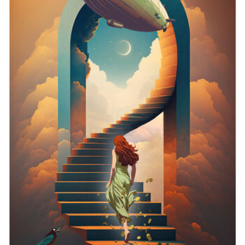 Digital Arts titled "Stairway to Heaven…" by Pierre Duquoc, Original Artwork, Digital Painting