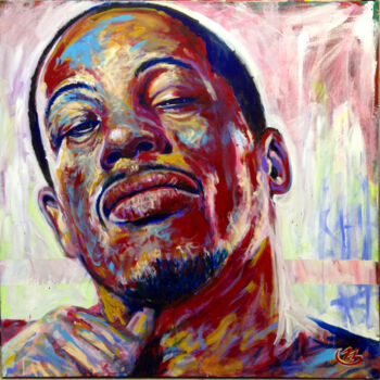 Painting titled "Joey Starr Purple" by Pierre Emile Andre (13), Original Artwork, Acrylic