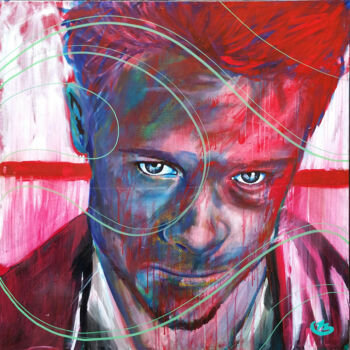 Schilderij getiteld "Brad Pitt Red" door Pierre Emile Andre (13), Origineel Kunstwerk, Acryl