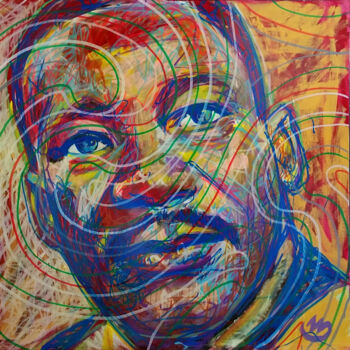 Painting titled "Martin Luther king" by Pierre Emile Andre (13), Original Artwork, Acrylic