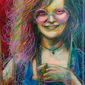 Malerei mit dem Titel "Janis Joplin" von Pierre Emile Andre (13), Original-Kunstwerk, Acryl