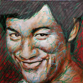 Schilderij getiteld "Red Bruce-Lee" door Pierre Emile Andre (13), Origineel Kunstwerk, Acryl