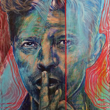 Painting titled "Blue David Bowie" by Pierre Emile Andre (13), Original Artwork, Acrylic