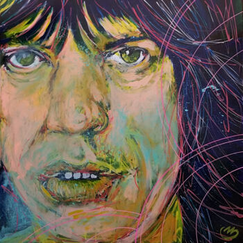 Painting titled "Mike Jagger Cream" by Pierre Emile Andre (13), Original Artwork, Acrylic
