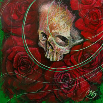 Peinture intitulée "Rose skul" par Pierre Emile Andre (13), Œuvre d'art originale, Acrylique