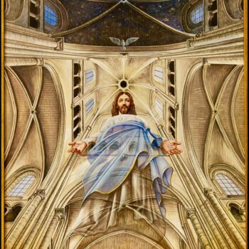 Pintura intitulada "Le Christ Rédempteur" por Pierre Emilien Grenier, Obras de arte originais, Óleo