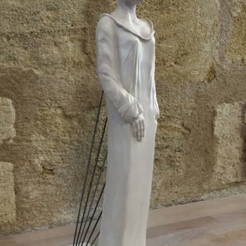 Skulptur mit dem Titel "LA FEMME HARPE" von Pierre Florence, Original-Kunstwerk, Terra cotta