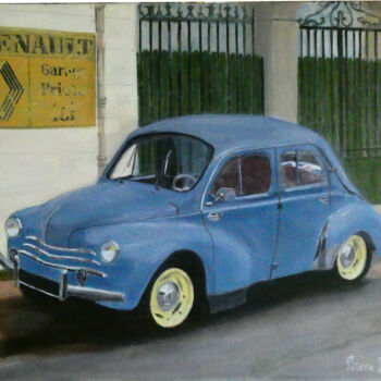Painting titled "4cv à Chinon" by Pierre Giafferi (cesar luciano), Original Artwork, Oil