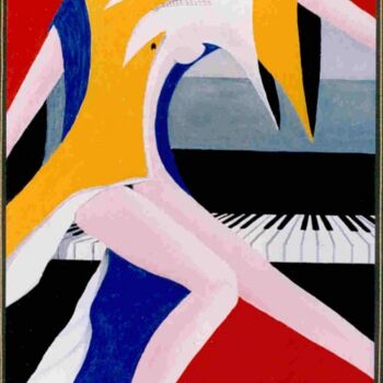Pintura titulada "Mode et piano" por Ferraguti  Pierre-Gilles, Obra de arte original, Oleo