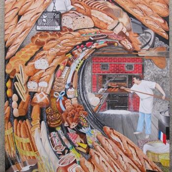 Malerei mit dem Titel "TABLEAUX " BOULANGE…" von Ferraguti  Pierre-Gilles, Original-Kunstwerk, Öl