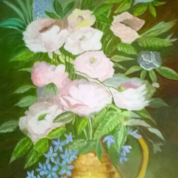 Peinture intitulée "BOUQUET de roses" par Pierre Isaac Gozlan, Œuvre d'art originale, Huile