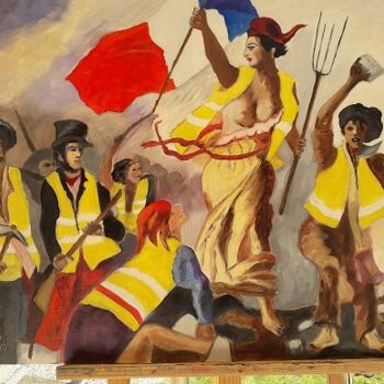 Pintura titulada "Les gilets jaunes" por Pierre Isaac Gozlan, Obra de arte original