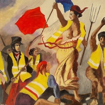「Les gilets jaunes」というタイトルの絵画 Pierre Isaac Gozlanによって, オリジナルのアートワーク
