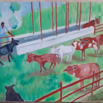 Pittura intitolato "Le bétail" da Pierre Isaac Gozlan, Opera d'arte originale, Olio