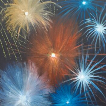 Painting titled "feux d'artifice" by Pierre Isaac Gozlan, Original Artwork, Oil Mounted on Wood Panel
