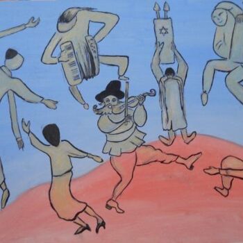 Painting titled "FETE DE SIMHA THORA" by Pierre Isaac Gozlan, Original Artwork