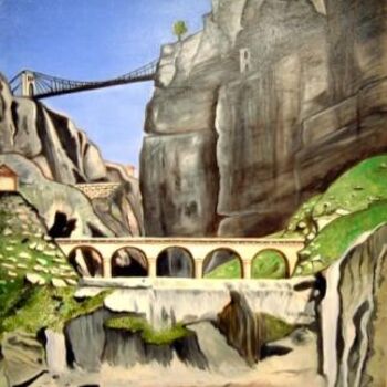 Painting titled "Les Gorges du Rhumm…" by Pierre Isaac Gozlan, Original Artwork, Oil