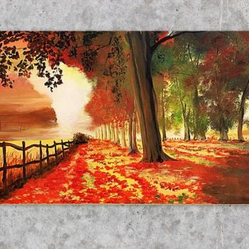 Peinture intitulée "Couchant d'automne" par Pierre Jactat, Œuvre d'art originale, Huile