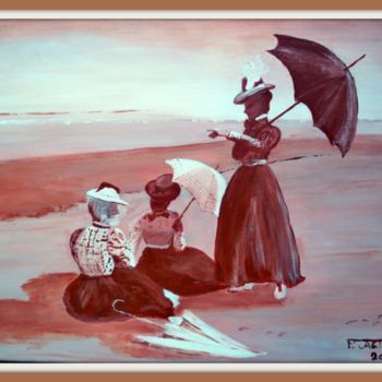 Malarstwo zatytułowany „La plage, à Andernos” autorstwa Pierre Jactat, Oryginalna praca, Olej