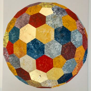 Painting titled "Mosaic sphère" by Pierre Joseph, Original Artwork, Oil