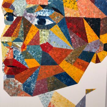 Painting titled "Mosaic Elles" by Pierre Joseph, Original Artwork, Oil Mounted on Wood Stretcher frame