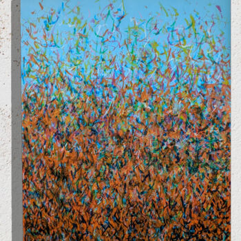 Картина под названием "flower power" - Pierre Lamblin, Подлинное произведение искусства, Акрил Установлен на Деревянная рама…