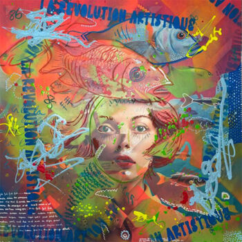 제목이 "Harmonie aquatique"인 미술작품 Pierre Lamblin로, 원작, 페인트 스프레이 알루미늄에 장착됨