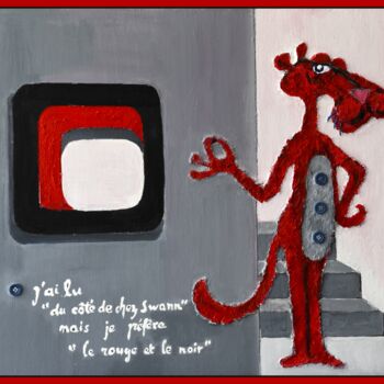 Painting titled "le rouge et le noir" by Pierre Laurent Tichadou, Original Artwork, Oil