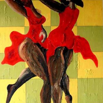 Painting titled "danseuses africaines" by Pierre Laurent Tichadou, Original Artwork, Oil