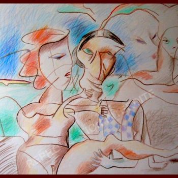 Disegno intitolato "Le bain de mer" da Pierre-Louis Torres, Opera d'arte originale, Matita