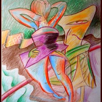 Dessin intitulée "L'amant religieux" par Pierre-Louis Torres, Œuvre d'art originale, Crayon