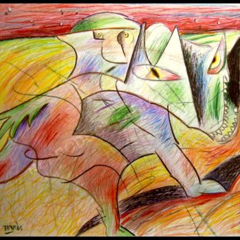 Dessin intitulée "Qui nous mangera ?…" par Pierre-Louis Torres, Œuvre d'art originale, Crayon