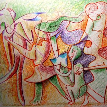 Dessin intitulée "Sous la jupe des fi…" par Pierre-Louis Torres, Œuvre d'art originale, Crayon